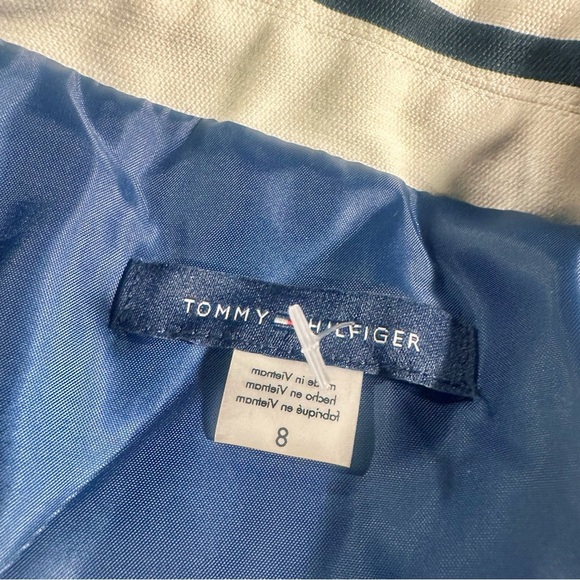 NWOT Tommy Hilfiger ‘3-Pocket’ Ivory & Navy Striped Button Front Blazer Size 8 - Picture 3 of 16